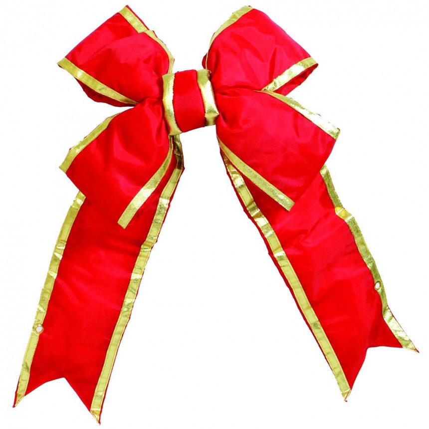 Artificial Red-Gold Nylon Outdoor Christmas Bow For Christmas 2014