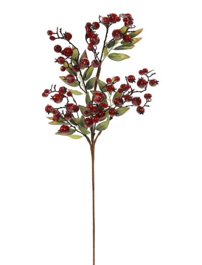 30 inch Red Icy Berry Cluster Christmas Spray For Christmas 2014