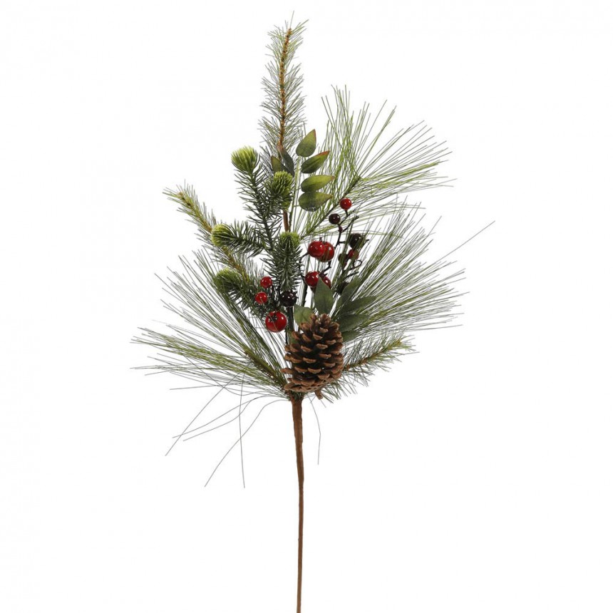 28 inch Mixed Red-Burgundy Berry and Pine Christmas Spray For Christmas 2014