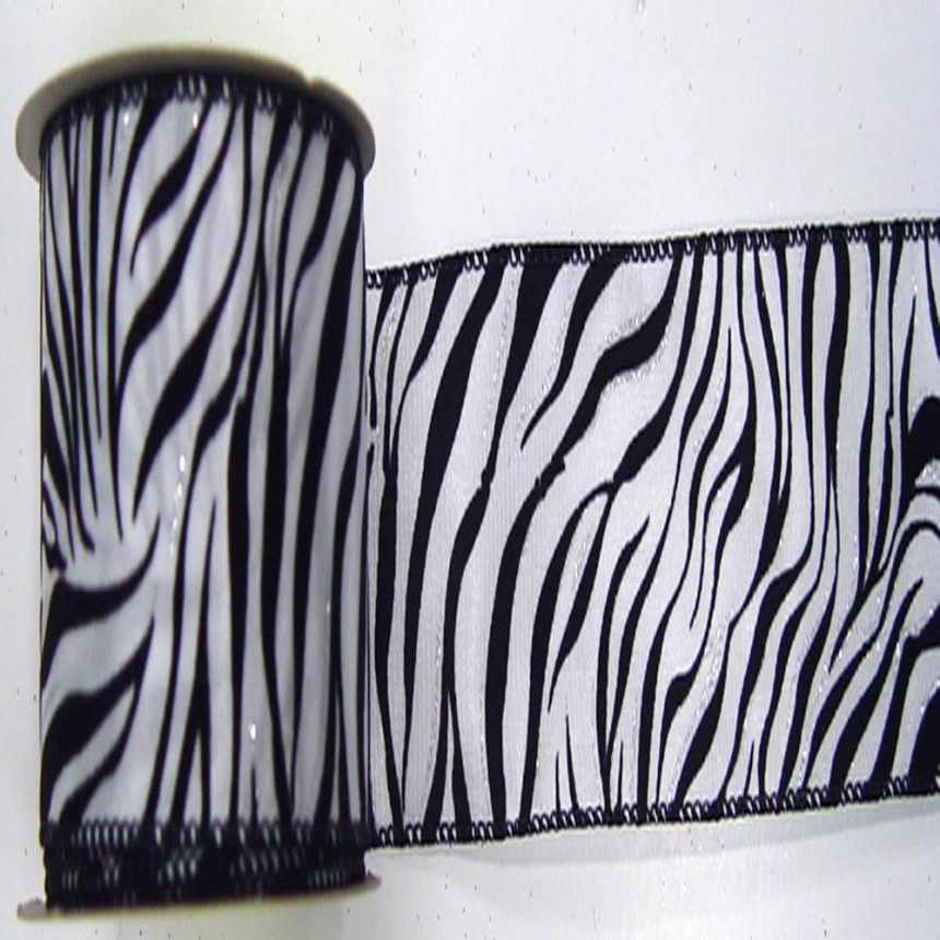 2.5 inch White and Black Velvet Zebra Christmas Ribbon For Christmas 2014