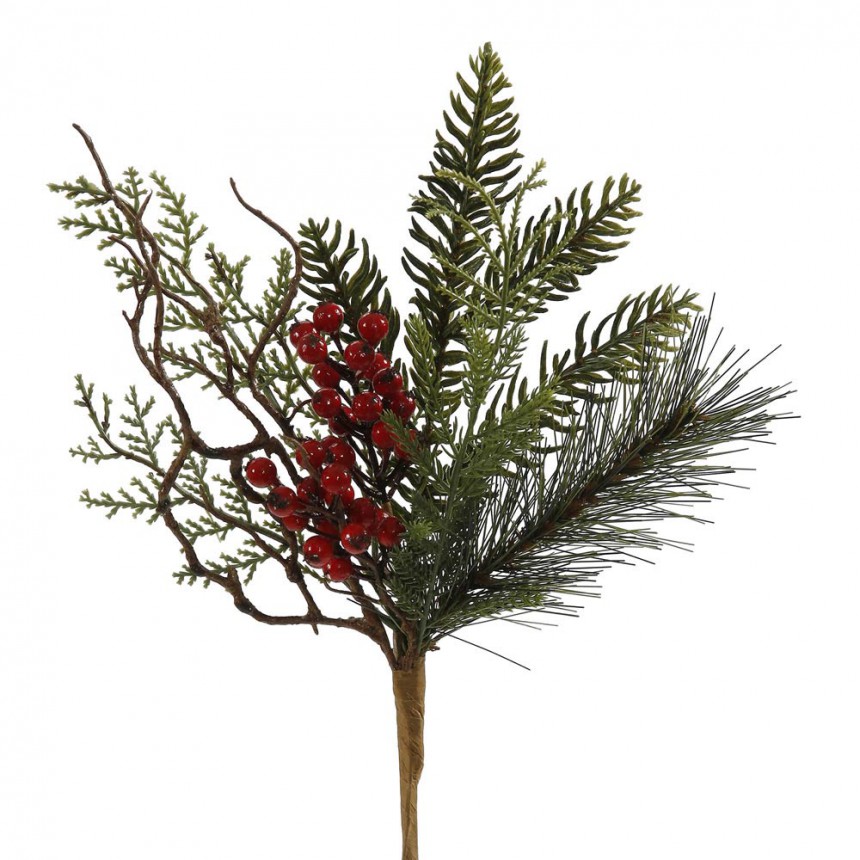 12 inch Cedar Cone Berry Pine Christmas Pick For Christmas 2014