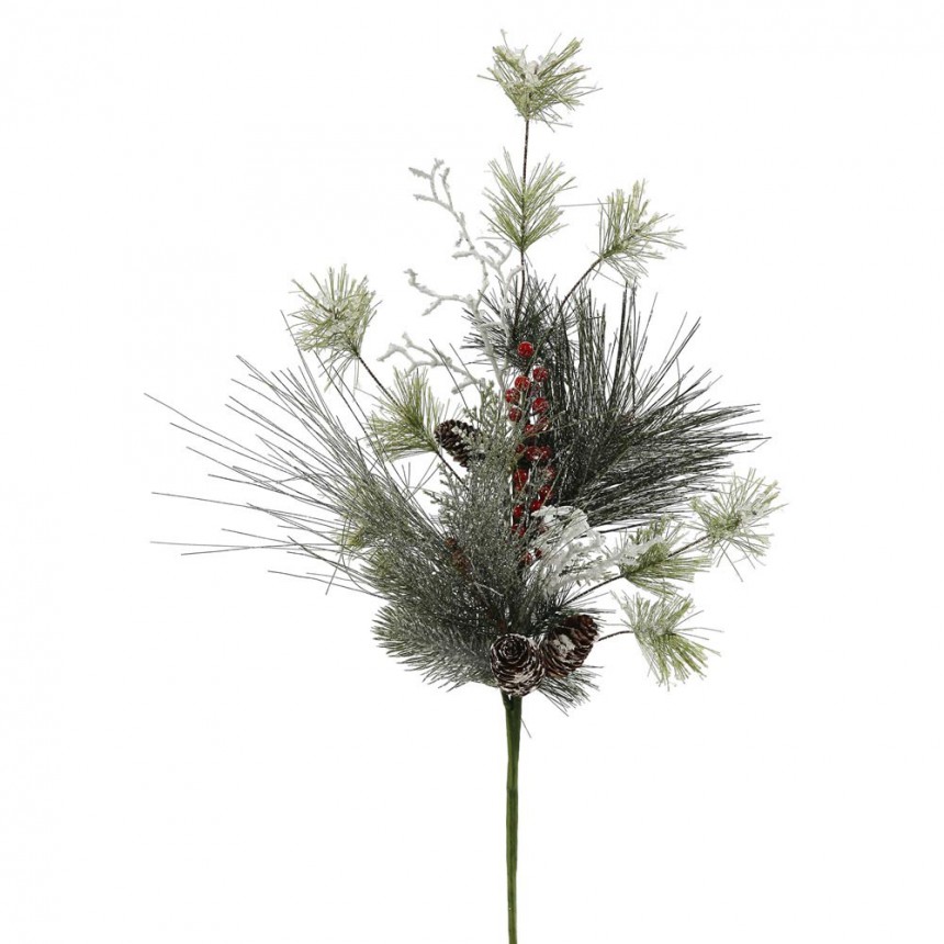 30 inch Frosted Ponderosa Bay Leaf Berry Twig Pine Christmas Spray For Christmas 2014