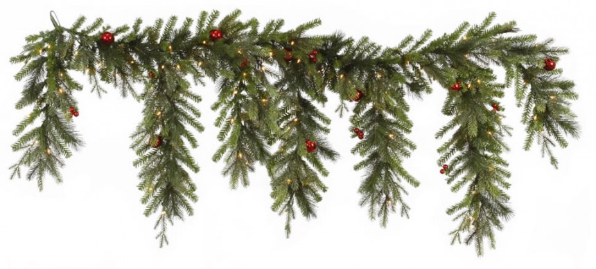 Vickerman 6.5 ft. Pre-Lit Mixed Berry Ball Garland (Christmas Tree)