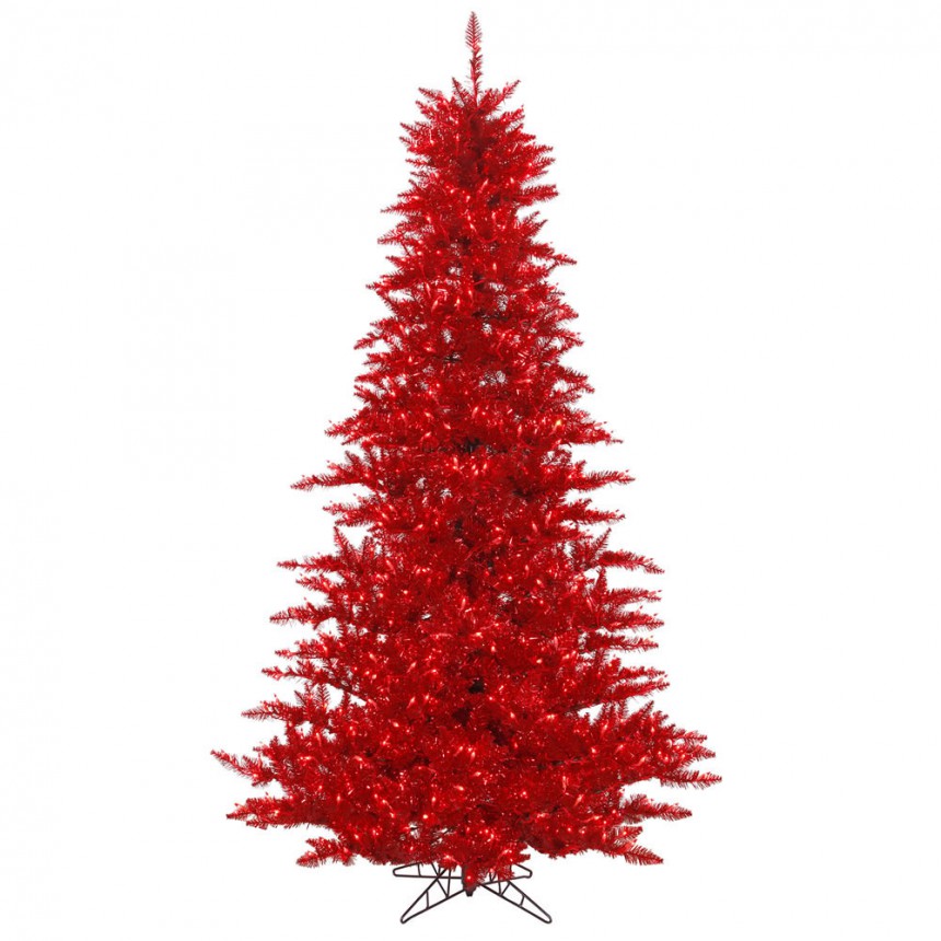 Red Tinsel Christmas Tree For Christmas 2014