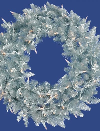 Vickerman K884925 24 in. Silver Ashley Wreath 50CL 210T (Christmas Tree)