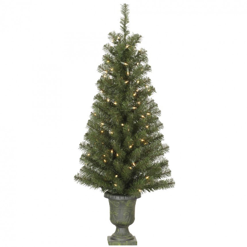 4 foot Potted Christmas Tree in Urn: All-Lit Lights For Christmas 2014
