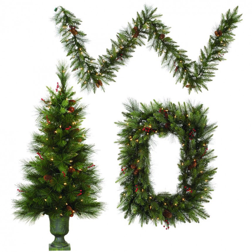 4 foot Vallejo Mixed Potted Christmas Tree: All-Lit Lights For Christmas 2014