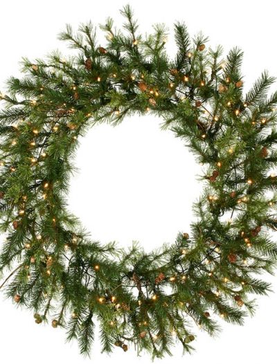 Vickerman A801849 48-In. Pre-Lit Mixed Country Wreath with 140 Clear Lights (Christmas Tree)