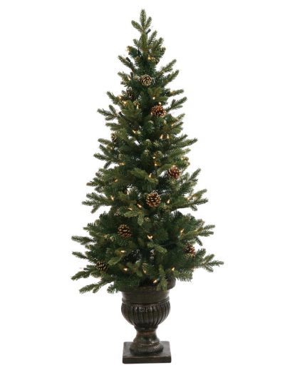 Artificial Gold Pine Christmas Tree with Pinecones in Urn For Christmas 2014