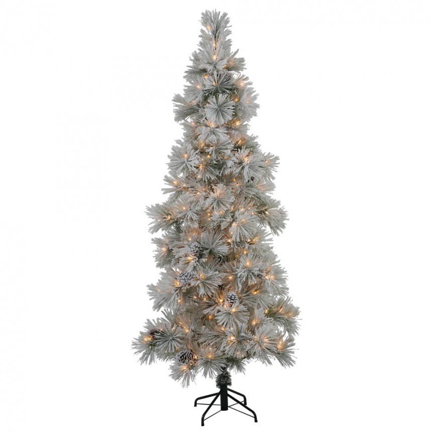 Artificial Flocked Stone Pine Christmas Tree For Christmas 2014