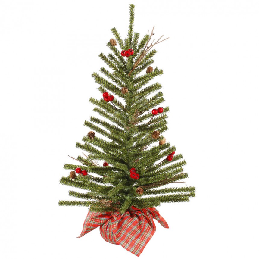 Norway Country Pine Christmas Tree with Plaid Base For Christmas 2014