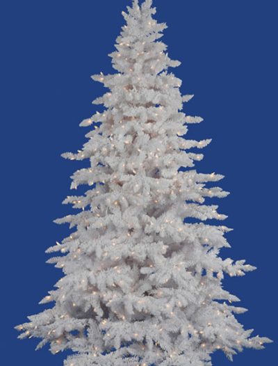 Vickerman A893691 12 ft. x 82 in. Flocked White Dura-Lit 2450CL (Christmas Tree)
