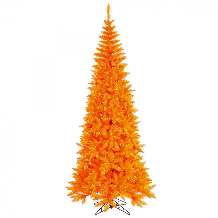 Slim Orange Fir Christmas Tree For Christmas 2014