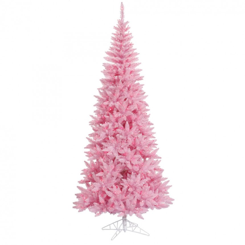 Slim Pink Fir Christmas Tree For Christmas 2014