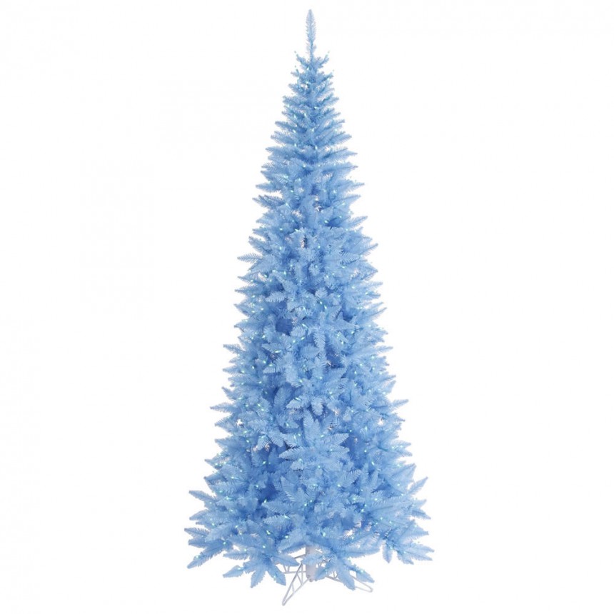 Slim Sky Blue Fir Christmas Tree For Christmas 2014