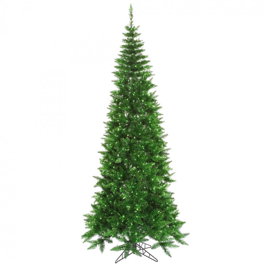 Slim Green Tinsel Christmas Tree For Christmas 2014