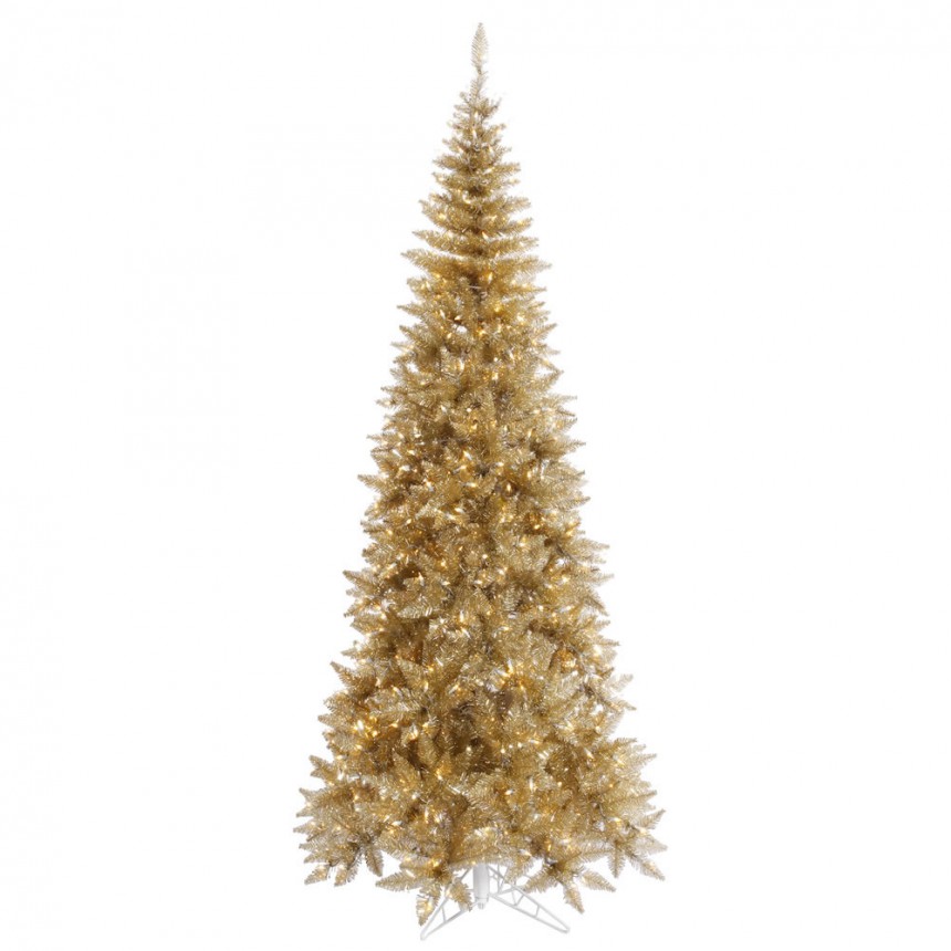 Slim Champagne Christmas Tree For Christmas 2014