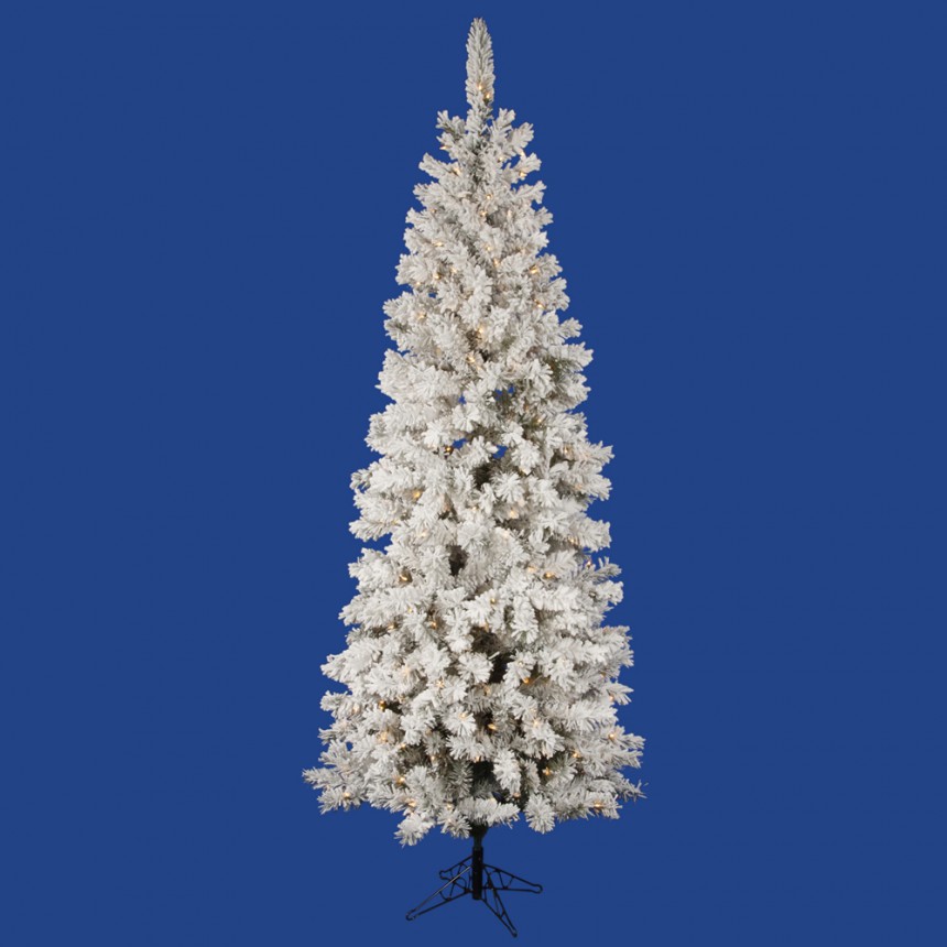 Flocked Pencil Pacific Pine Christmas Tree For Christmas 2014