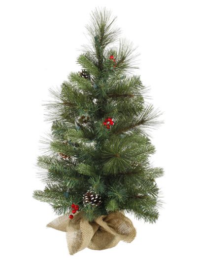 Mixed Pine Christmas Tree with Burlap Base For Christmas 2014