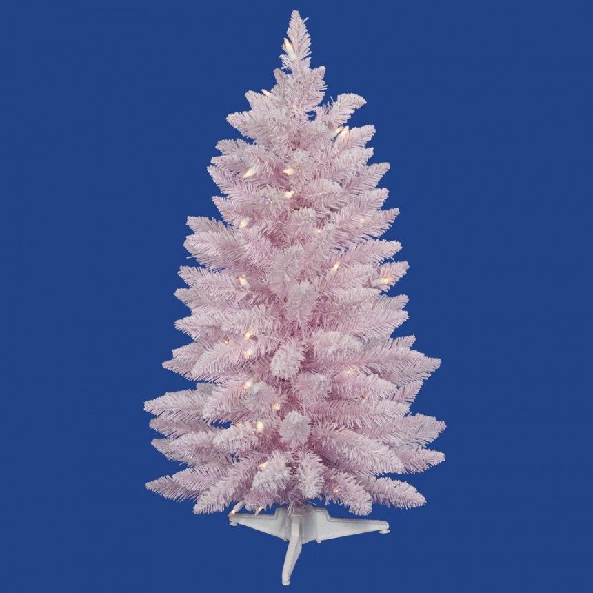 Pink Flocked Spruce Christmas Tree For Christmas 2014