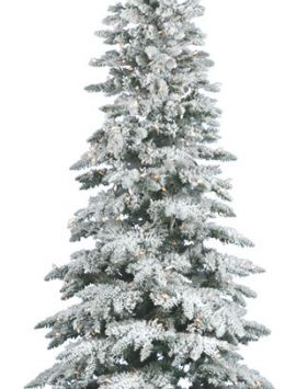 Flocked Utica Fir 6.5' Artificial Christmas Tree with Clear Lights (Christmas Tree)