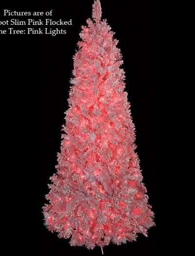 Slim White Christmas Tree with Pastel Pink Flocking For Christmas 2014