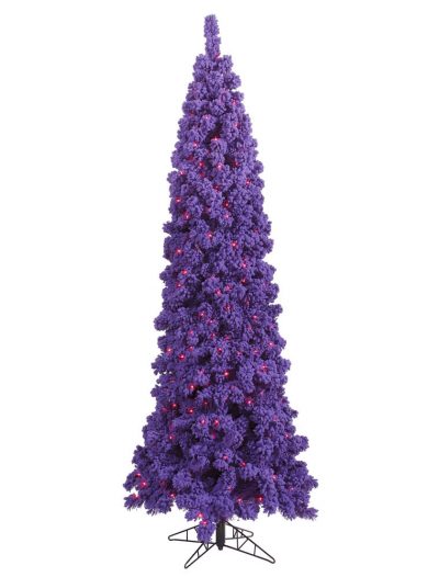 Flocked Purple Pencil Pine Christmas Tree For Christmas 2014