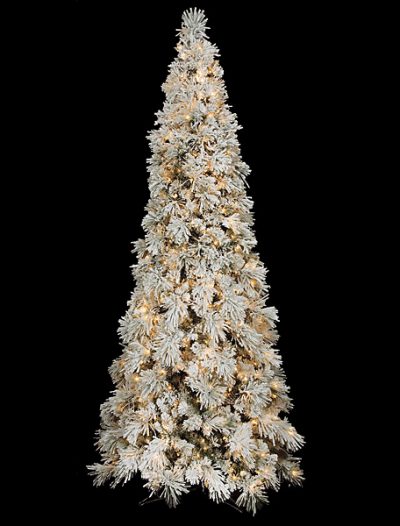 10 foot Slim Flocked Needle Fir Christmas Tree: Clear Lights For Christmas 2014