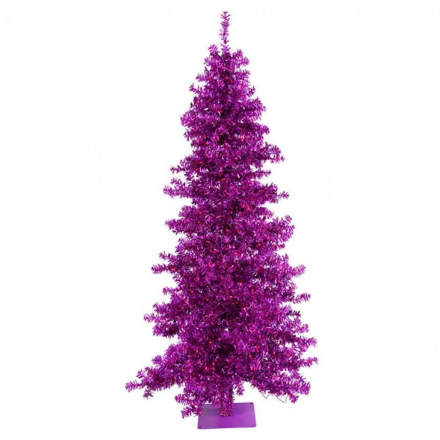 Purple Wide Cut Christmas Tree with Purple Lights For Christmas 2014