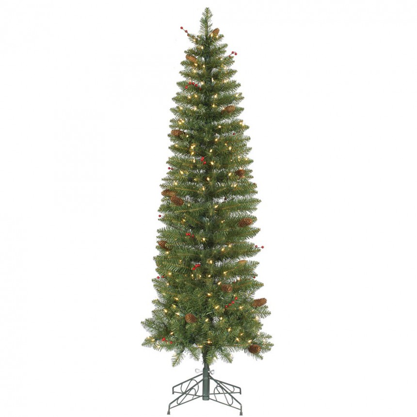 Artificial Salinas Pencil Christmas Tree with Berries & Cones For Christmas 2014