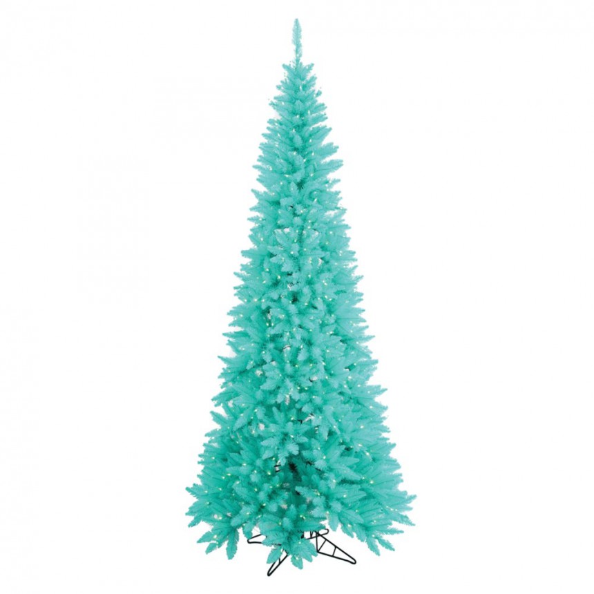 Artificial Aqua Slim Fir Christmas Tree For Christmas 2014