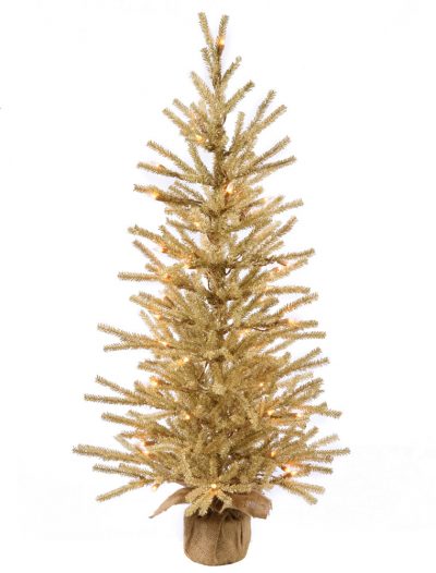 30 inch Champagne Christmas Tree with Clear Lights and Burlap Base For Christmas 2014