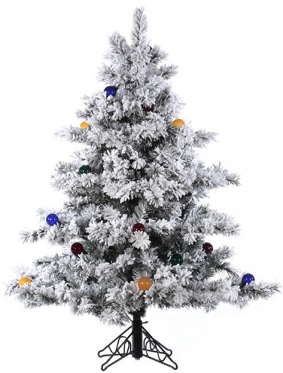 4.5' Vickerman A806348 Flocked Alaskan - Flocked White on Green Christmas Tree (Christmas Tree)