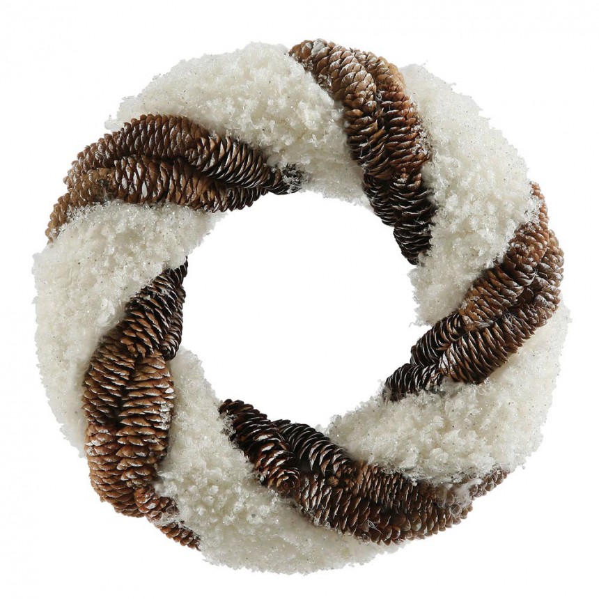 13 inch Snow and Pine Cone Christmas Wreath For Christmas 2014