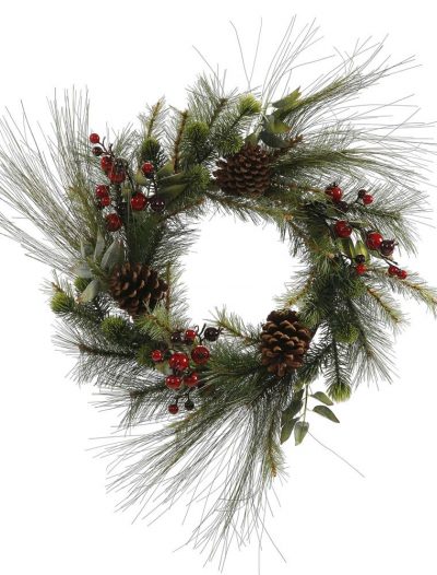 24 inch Mixed Red-Burgundy Berry and Pine Christmas Wreath For Christmas 2014