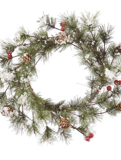 Artificial Snowy Monterey Pine Wreath with Berries For Christmas 2014