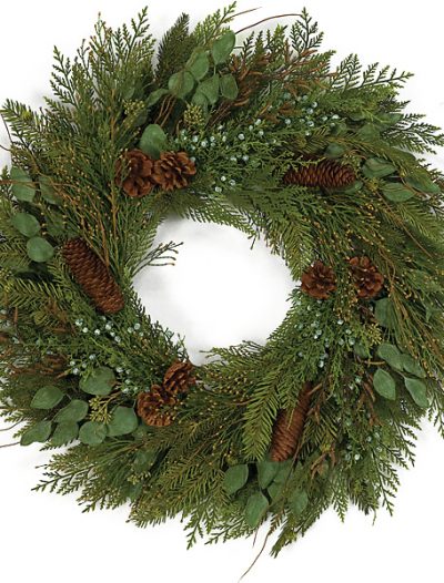 30 inch Plastic Cedar Wreath: Set of (2) For Christmas 2014