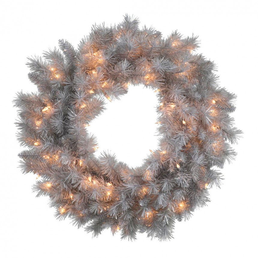Artificial Silver White Pine Wreath For Christmas 2014