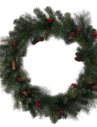 4 foot Outdoor Mixed Pine Berry Cone Christmas Wreath For Christmas 2014