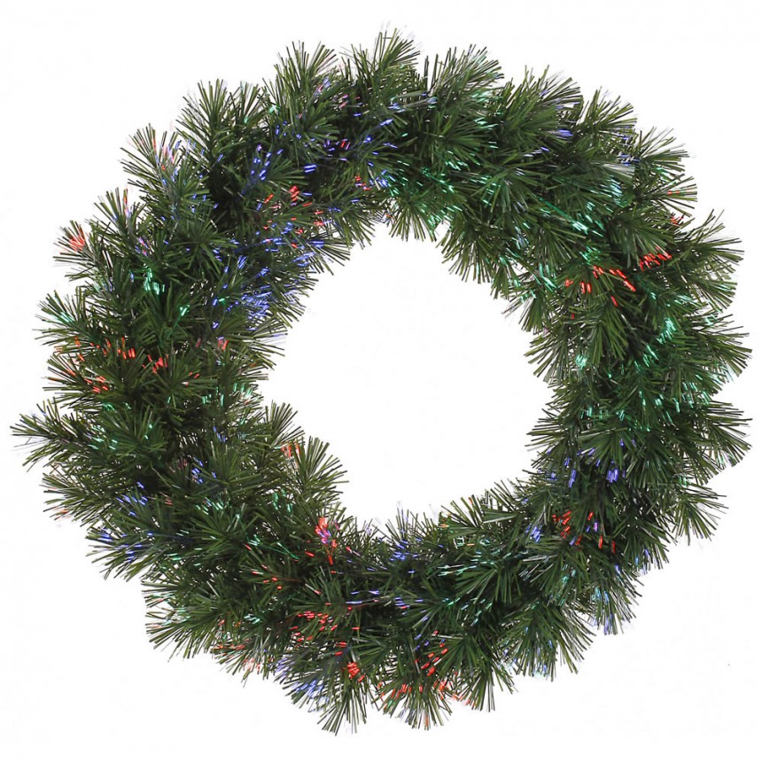 24 inch Battery Operated Fiber Optic Wreath For Christmas 2014