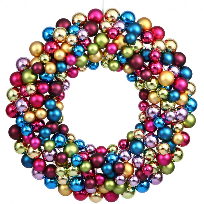 36 inch Ornament Ball Wreath For Christmas 2014