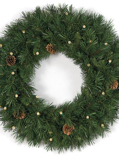 30 Inch Battery Operated Mixed Pine Wreath: LED Lights For Christmas 2014