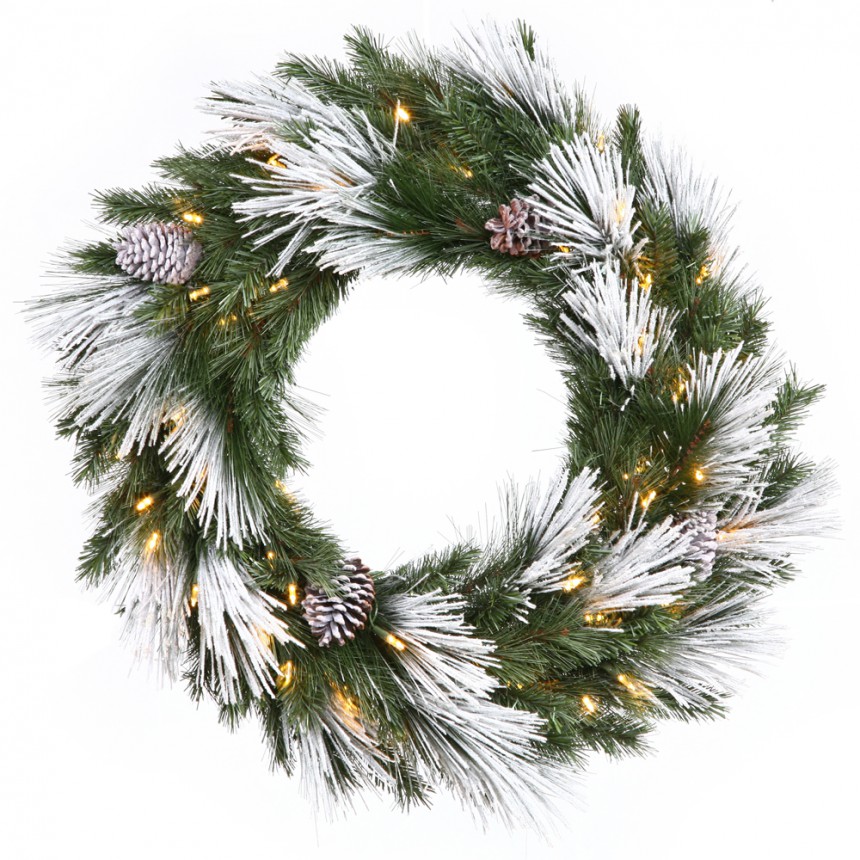 Flocked Mixed Pine Wreath For Christmas 2014