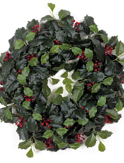 19 Inch Holly Wreath with Red Berries: Set of (2) For Christmas 2014