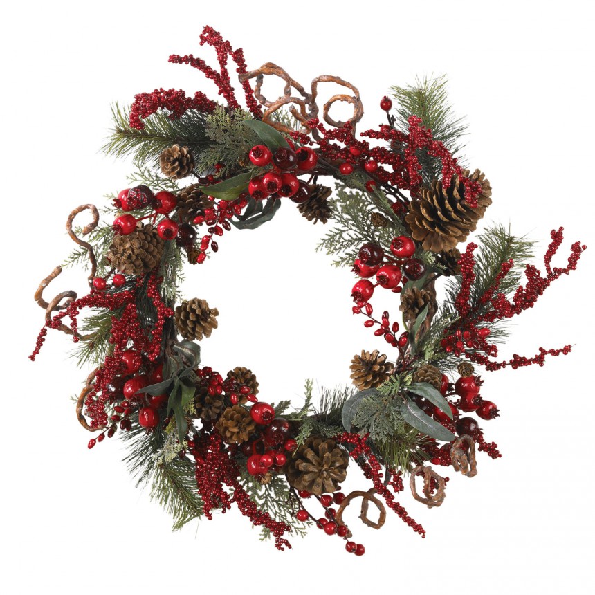 24 inch Assorted Berry Wreath For Christmas 2014
