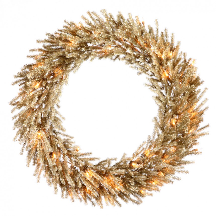 30 inch Mocha Wreath with Clear Lights For Christmas 2014