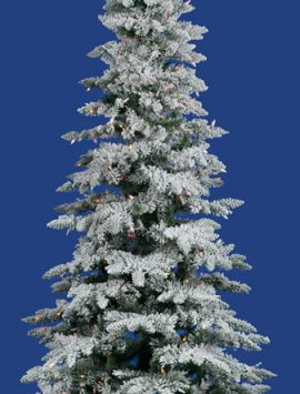 Flocked Utica Fir 9' Artificial Christmas Tree with Multicolored LED Lights (Christmas Tree)