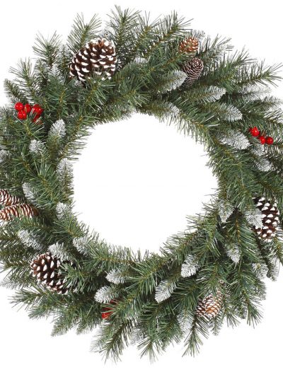 Frosted Tip Mixed Pine Wreath with Berries For Christmas 2014
