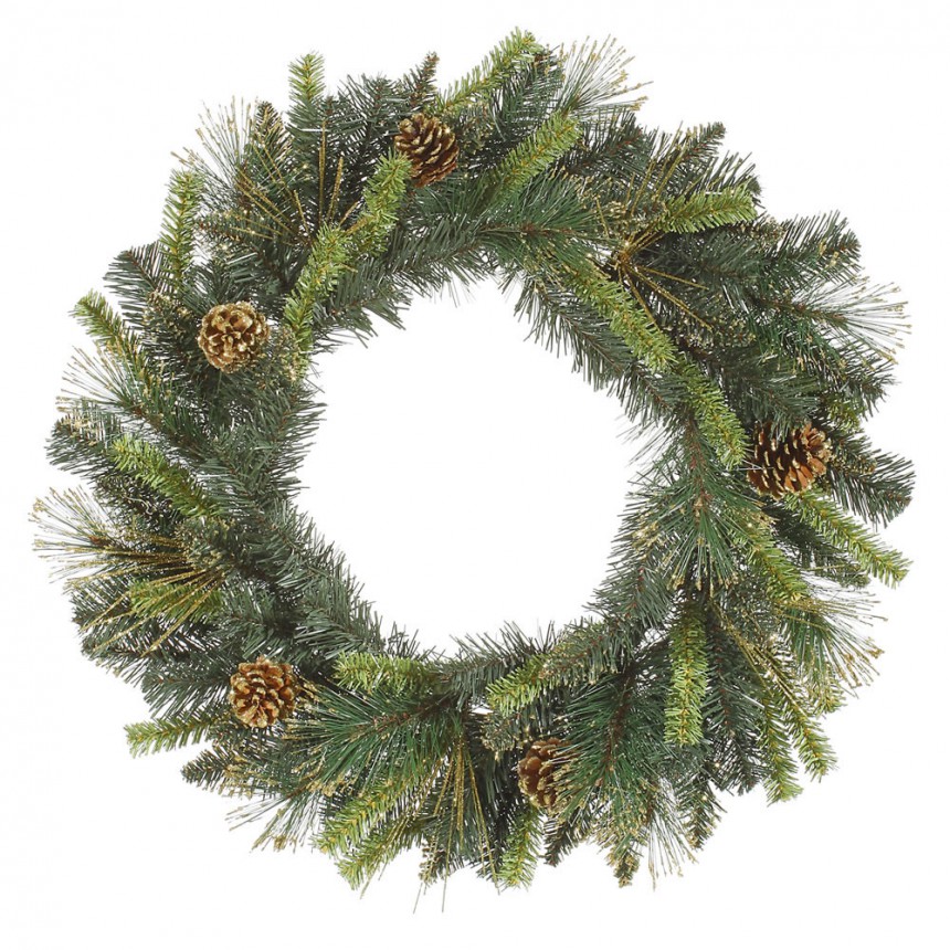 Gold Glitter Tip Mixed Pine Wreath For Christmas 2014
