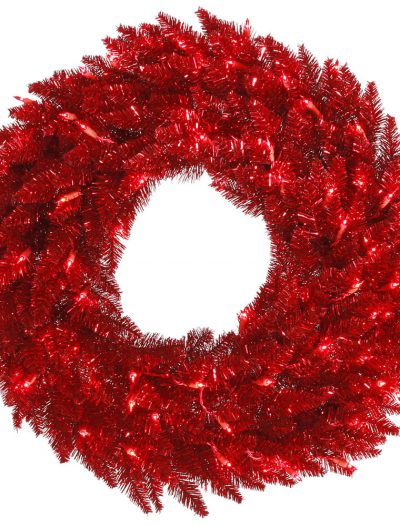 Red Tinsel Wreath For Christmas 2014